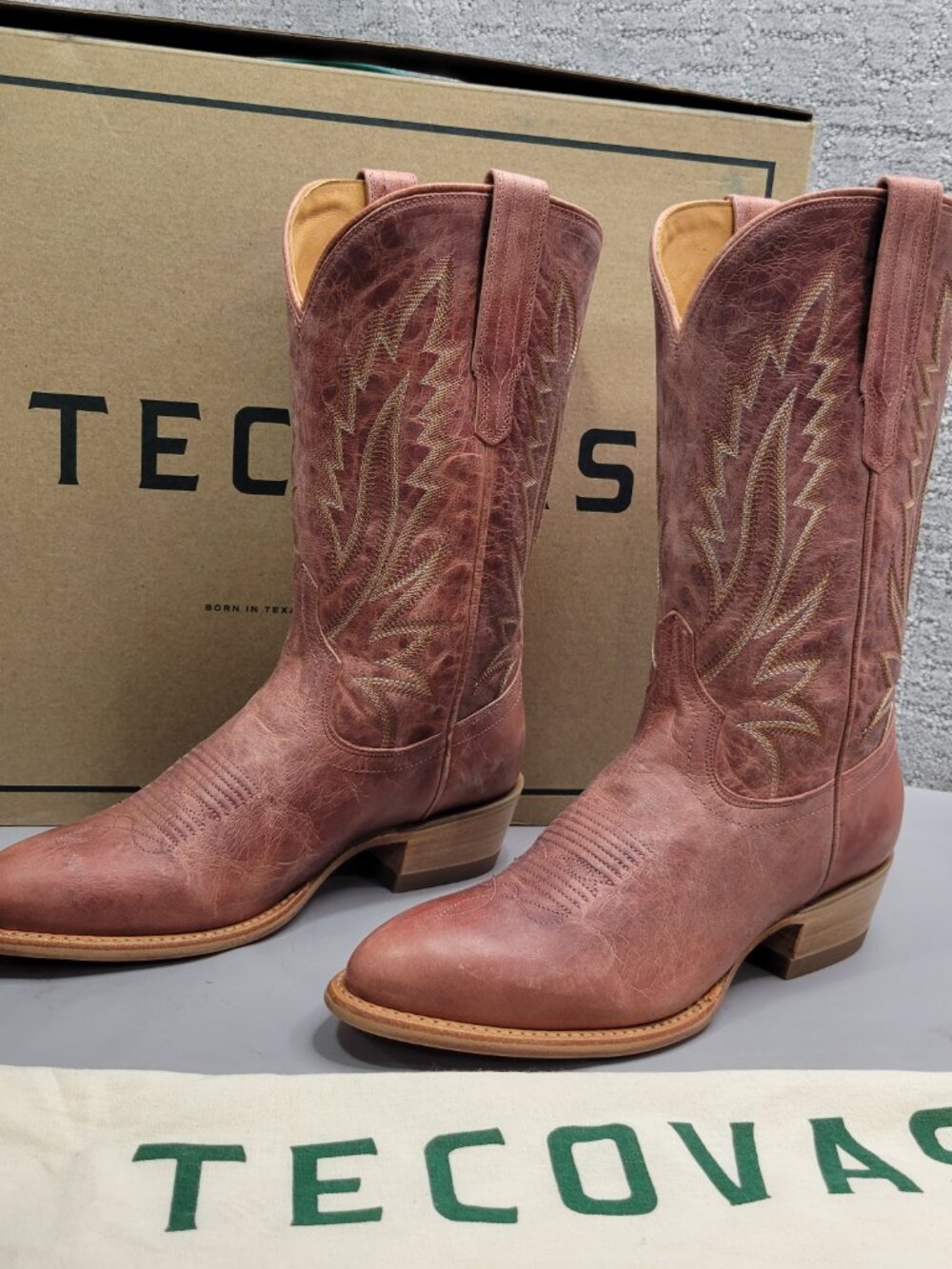 Tecovas the Jamie Women's Size US 8.5B Pink Frost Leather Cowgirl Boots - Picture 5 of 13